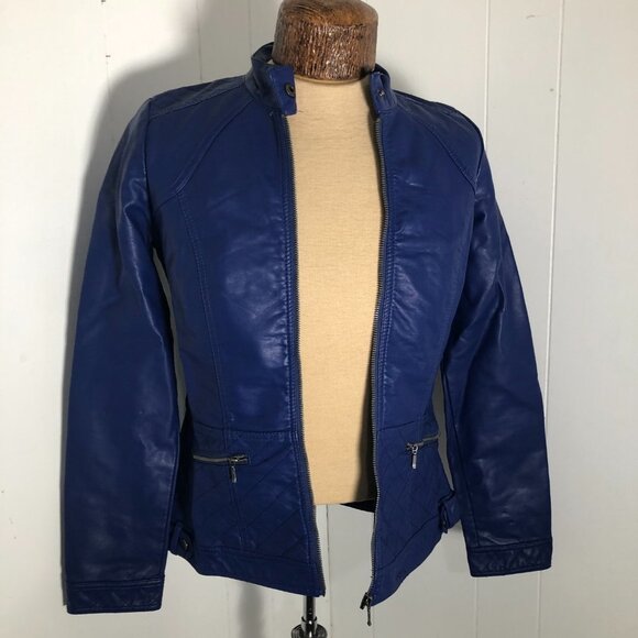 Womens Blue Faux Leather Jacket. Size XS. Brand NEW. NWT - Picture 4 of 8